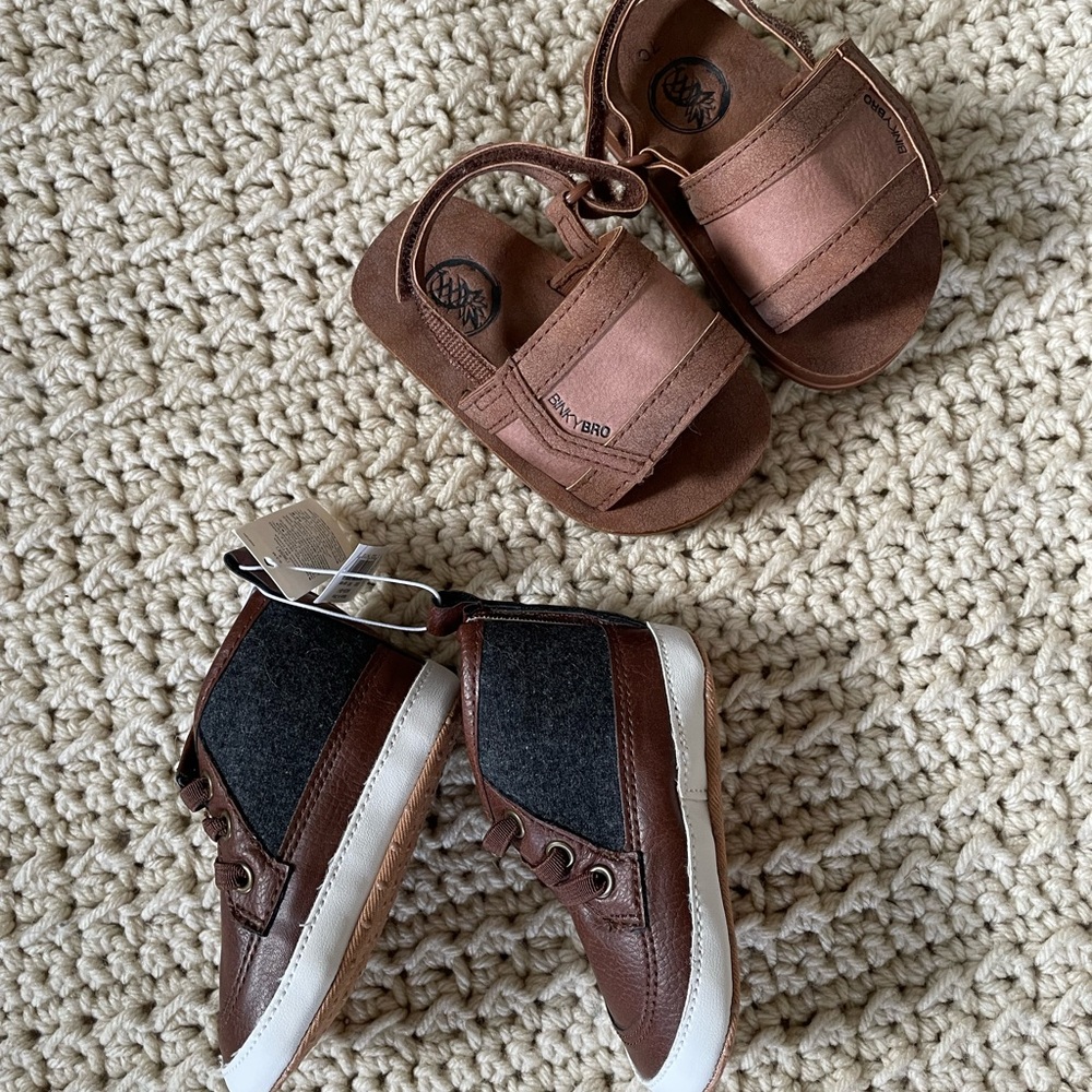 Brand New Infant Binky Bro Sandals and Shoes brown